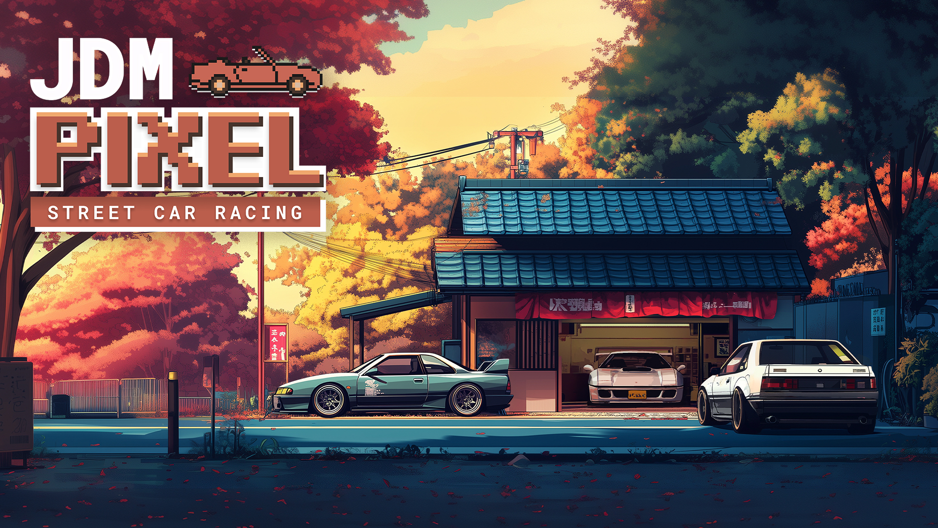 jdm pixel street car racing vertical card thumbnail