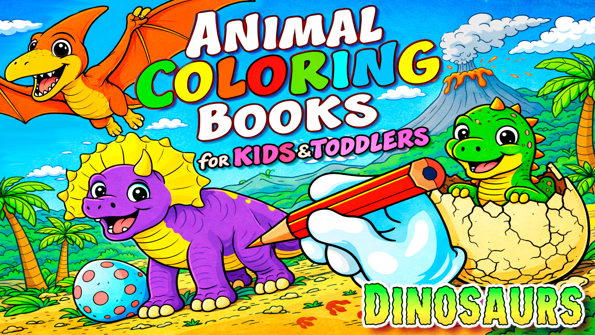 animal coloring books for kids & toddlers - dinosaurs vertical card thumbnail
