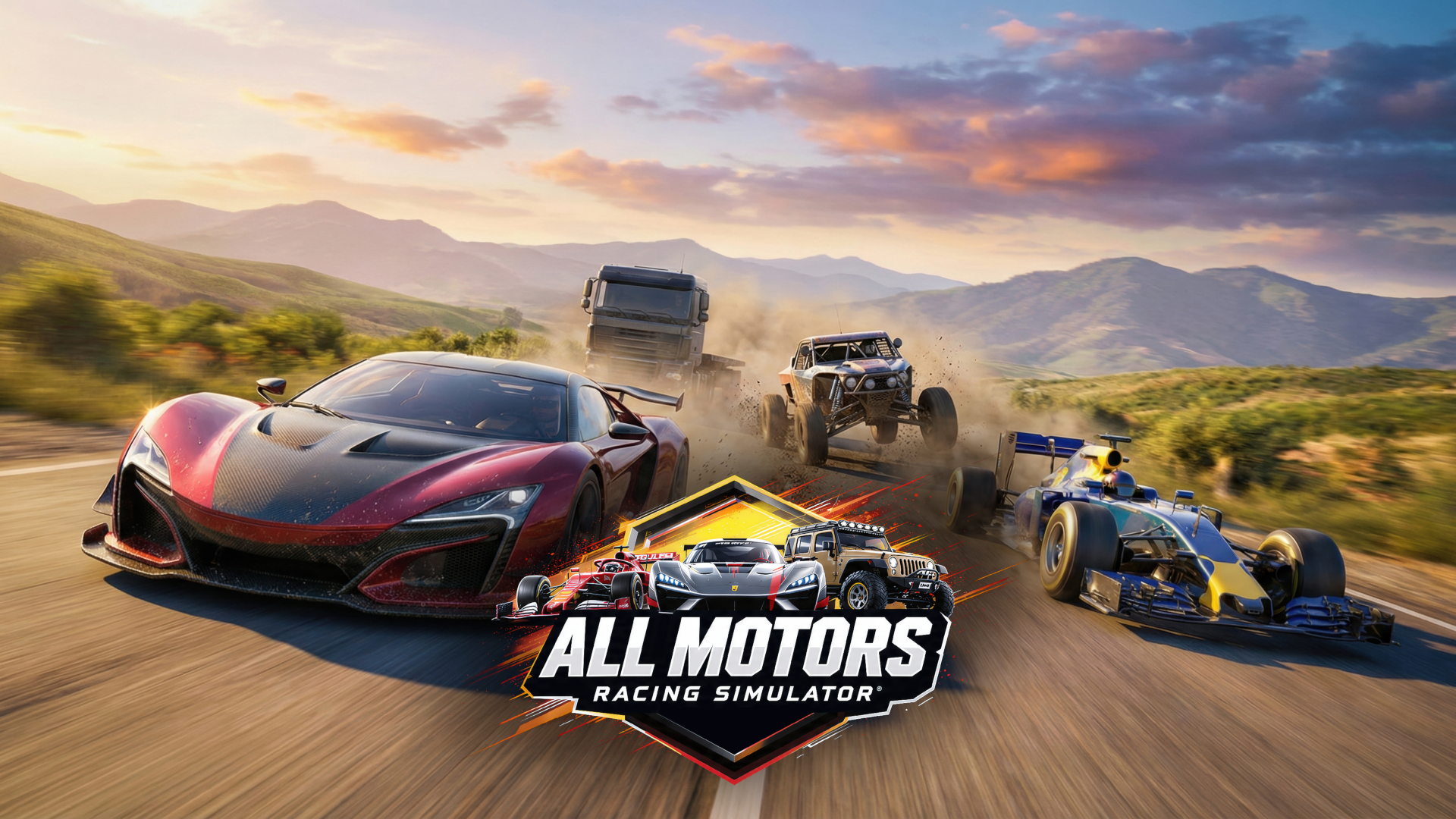 all motors racing simulator vertical card thumbnail