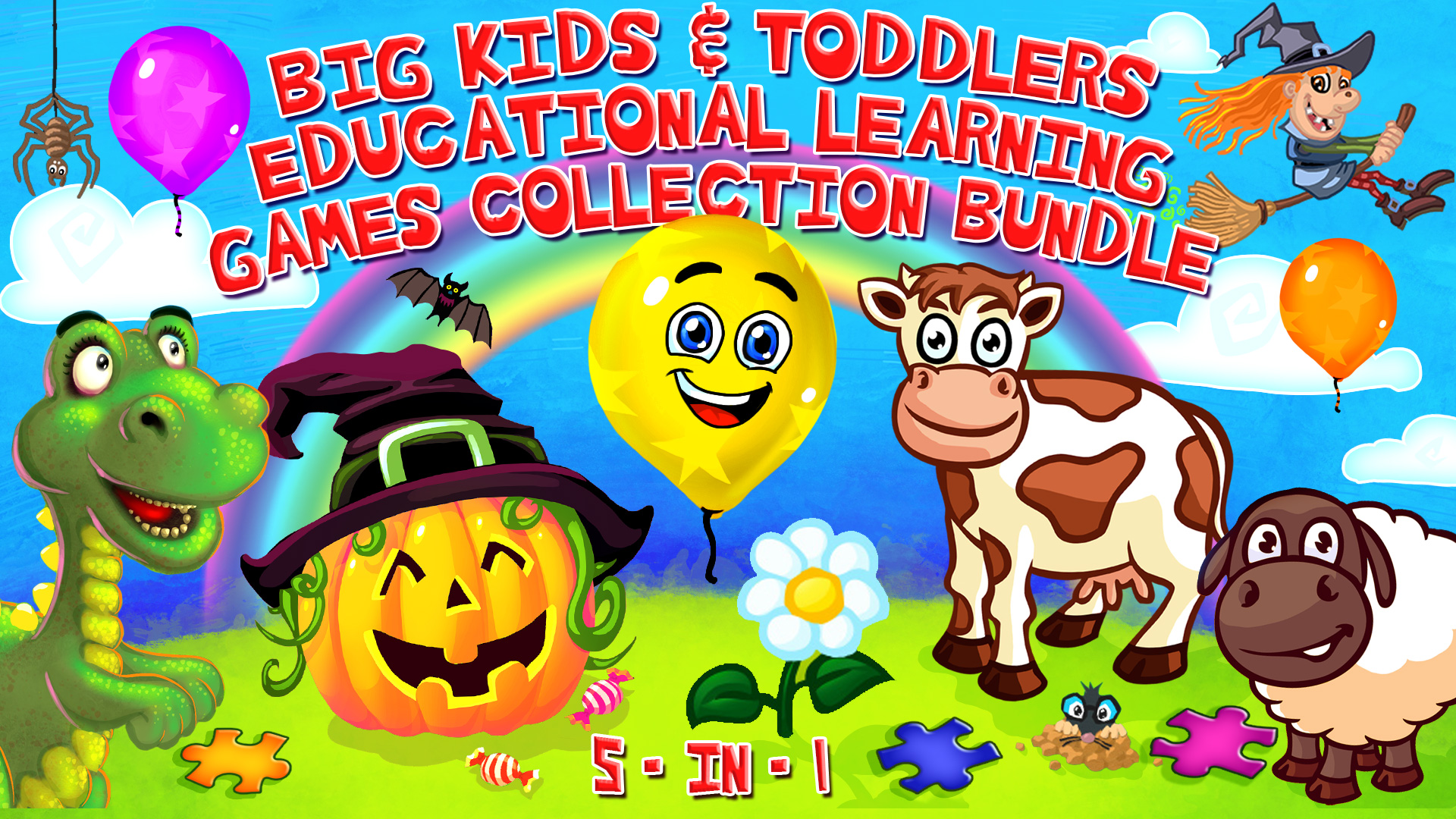 BIG Kids & Toddlers Educational Learning Games 5-in-1
