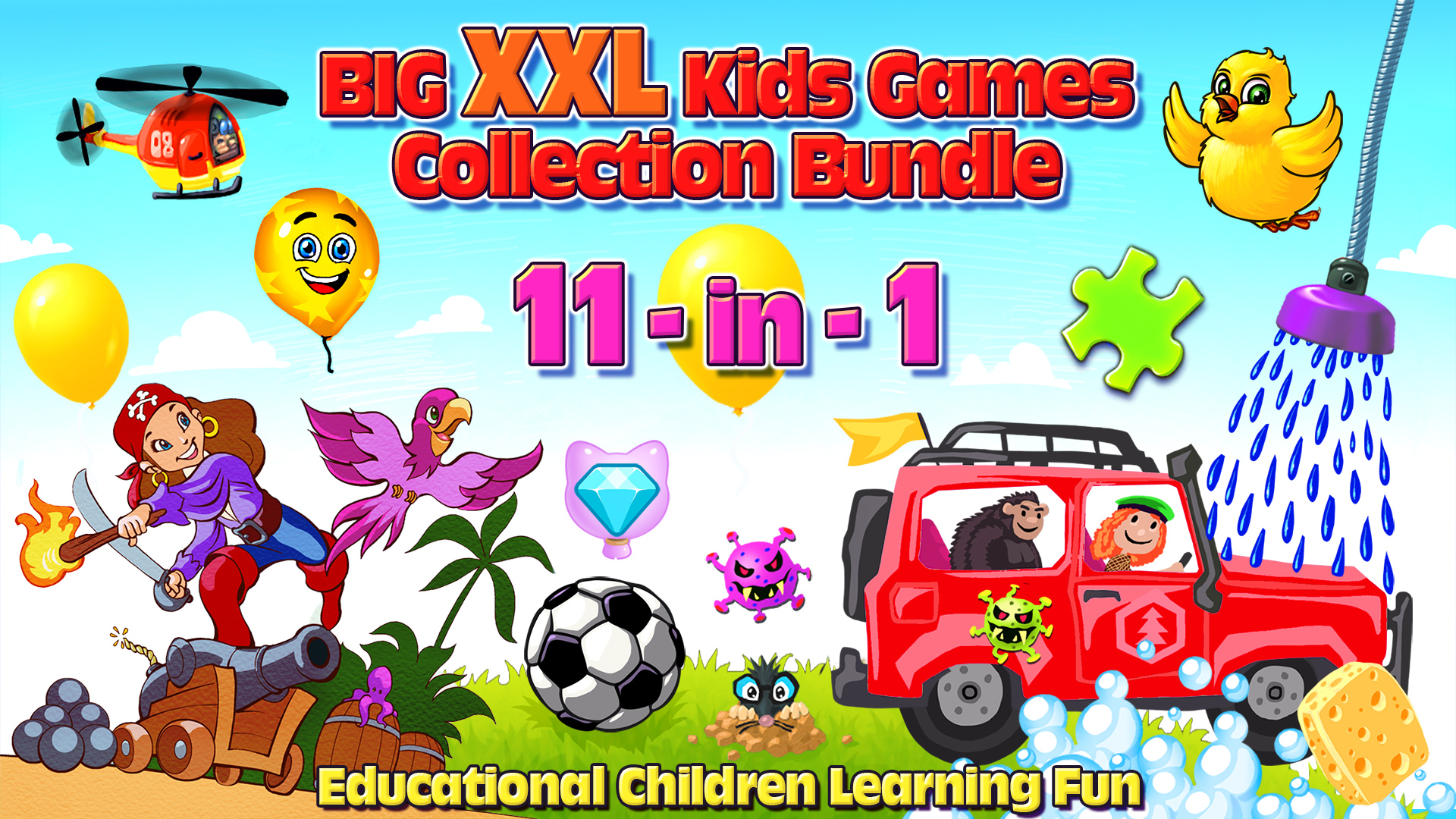Big XXL Kids Games 11-in-1 Educational Children Learning Fun