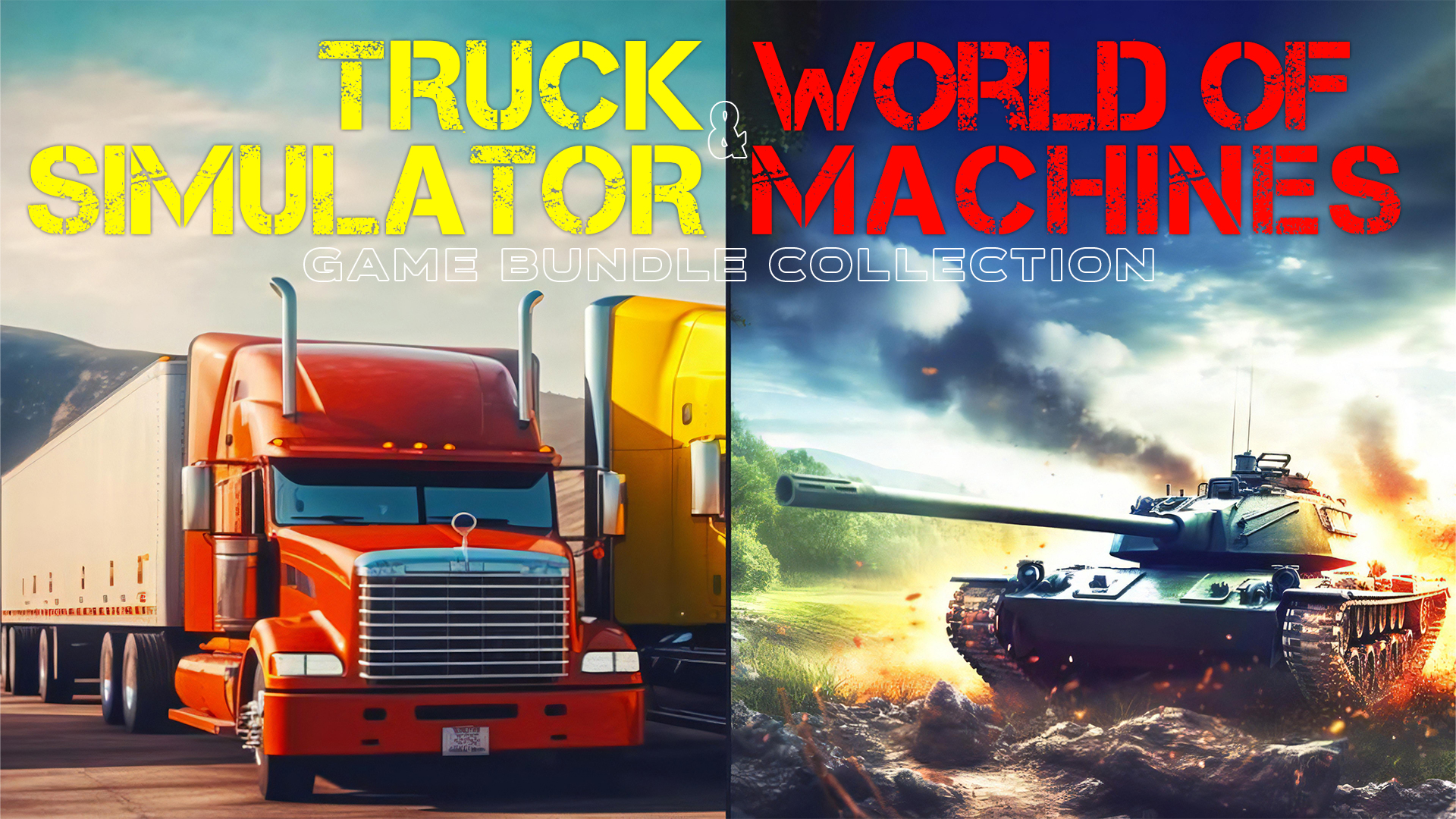 truck simulator & world of machines game bundle collection vertical card thumbnail