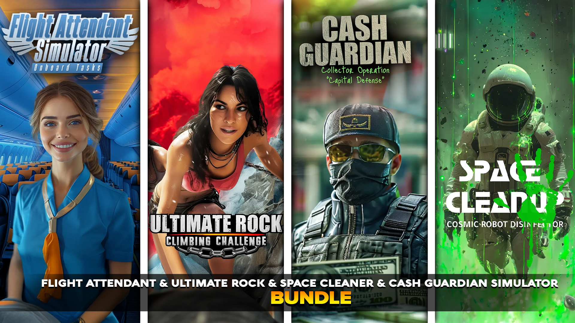 Flight Attendant & Rock & Space Cleaner & Cash Guardian Simulator
