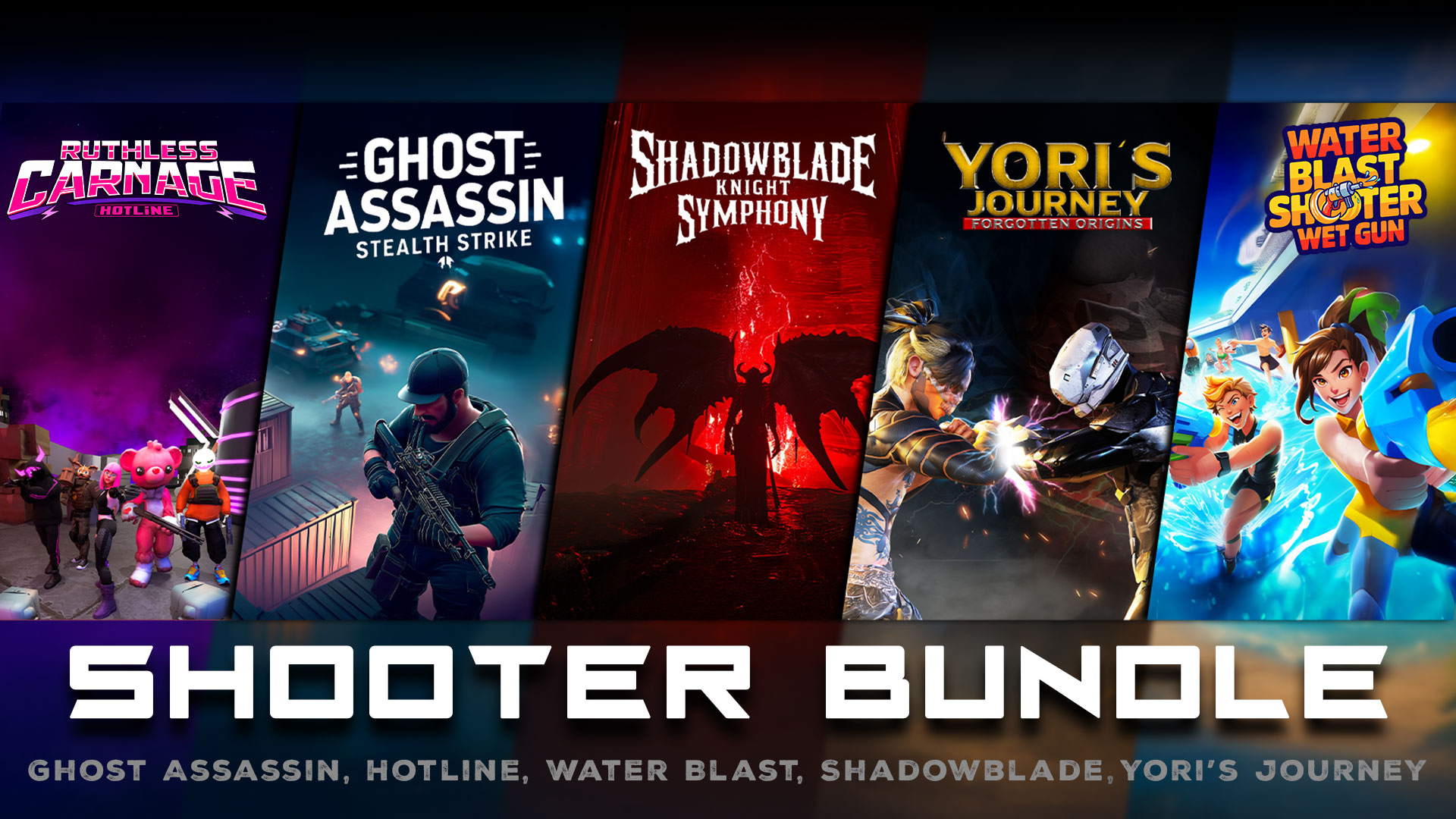 Shooter - Ghost Assassin, Hotline, Water Blast, Shadowblade, Yori's Journey
