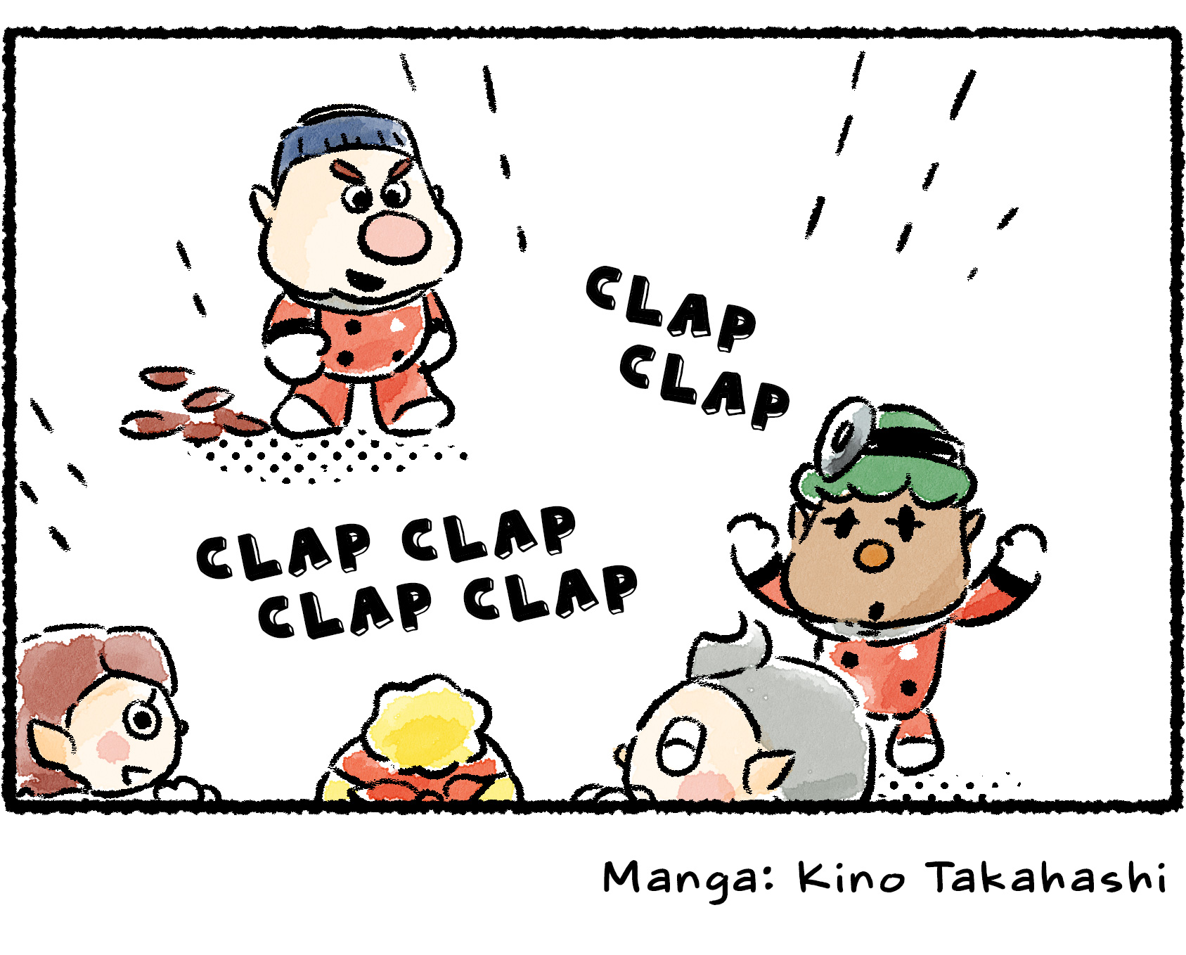 Panel four. Yonny raises his hands in celebration and cries, "Success!" Collin, Shepherd, and a Rescue Officer all applaud and cheer. "What're we celebrating?" Dingo asks, oblivious that his hair is gone.