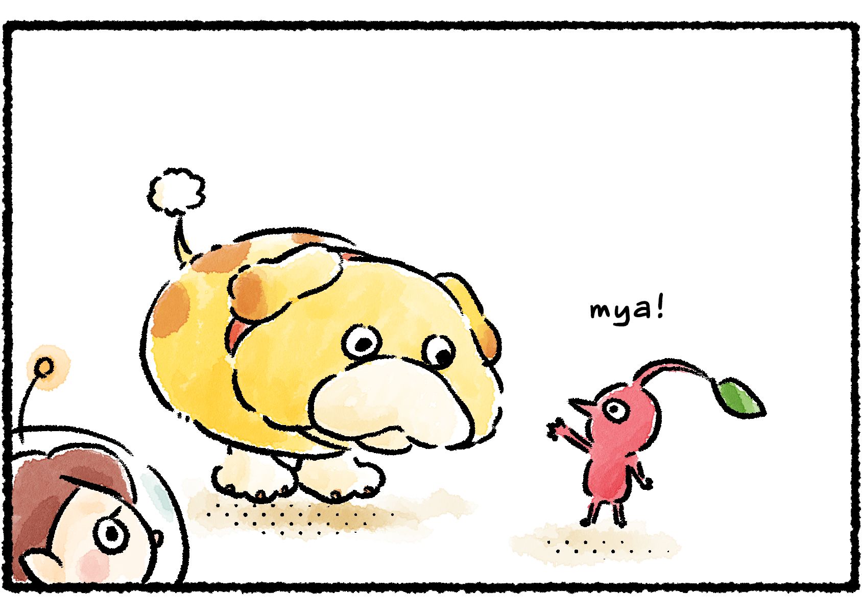 Panel two. The Fiery Bulblax turns away with a "meh." "Huh," the Rescue Officer says. "So it's not a fan of Red Pikmin..."