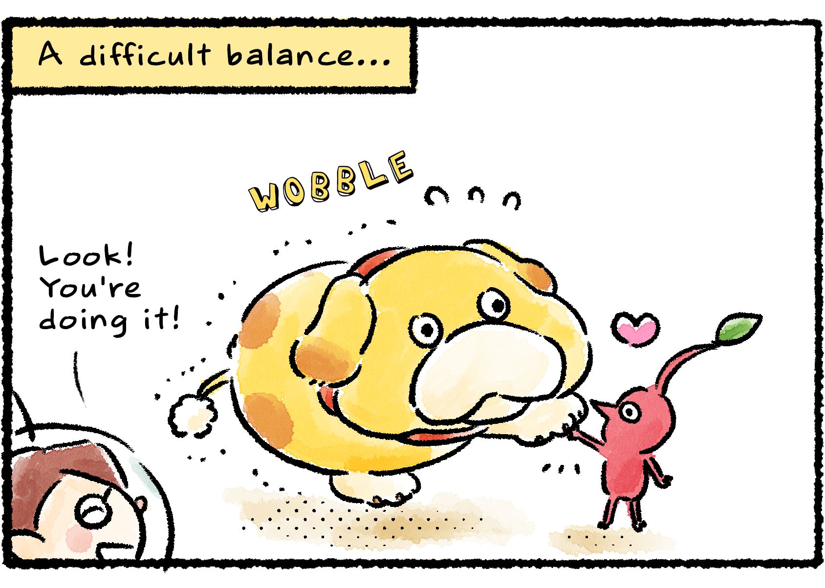 Panel three. The Rescue Officer has every other type of Pikmin lined up. "Craving something different?" she says. "What'll it be? Pick your poison!"