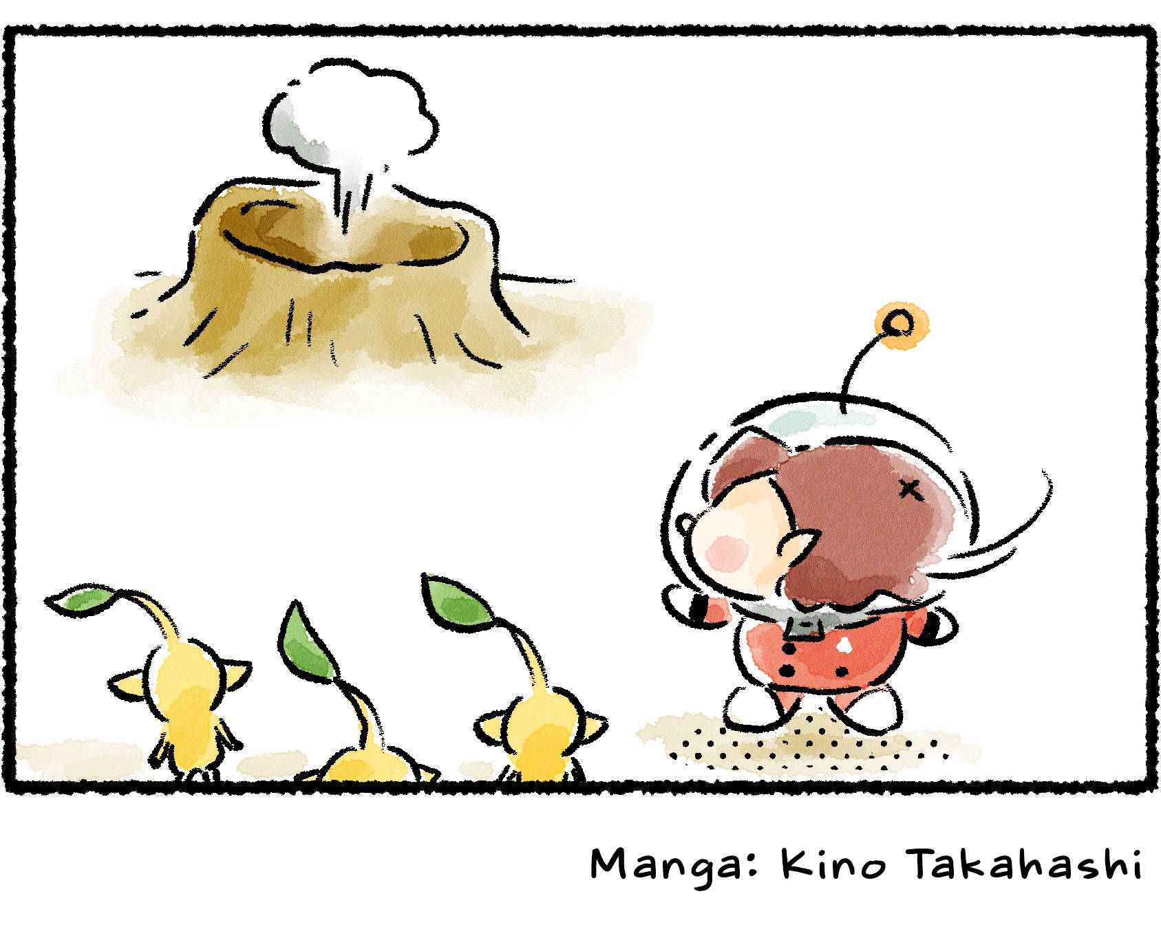 Panel four. The Rescue Officer whirls her head around, but by the time she turns Russ has already ducked back into the mound, leaving behind only a suspicious whoosh of air.