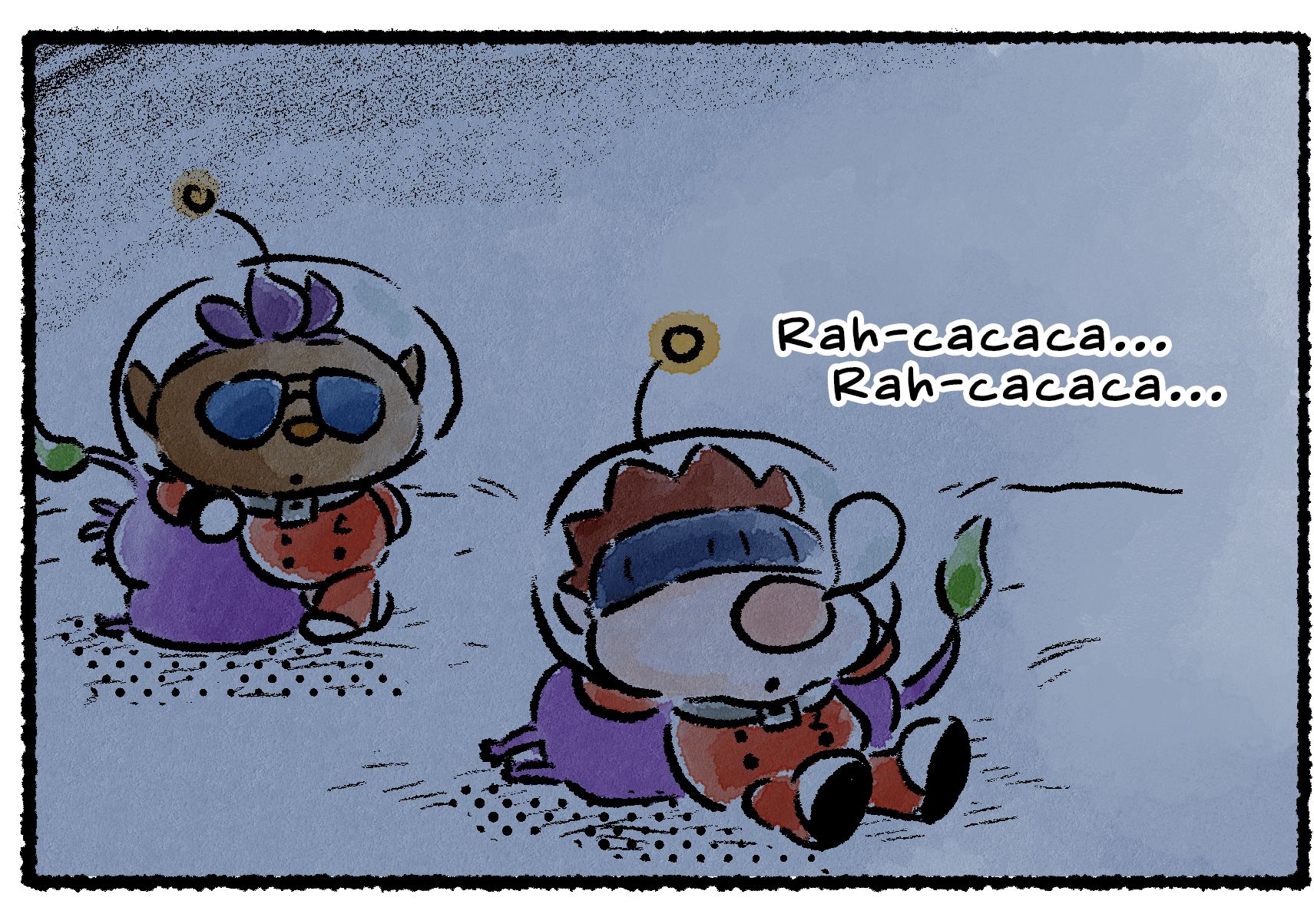 Panel two. Dingo continues snoring. Bernard hasn't moved from his relaxed pose, his eyes hidden behind his sunglasses.