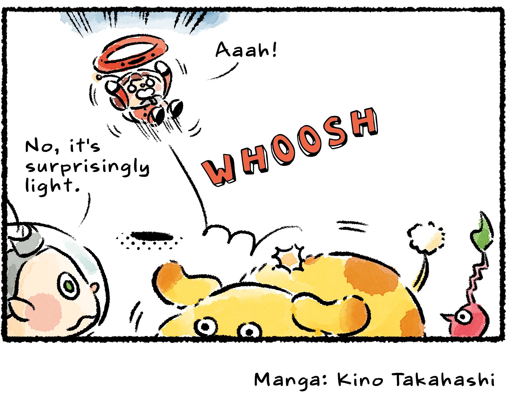 Panel four. The Rescue Officer pulls the collar off so hard that she goes flying through the air. Only then does Collin finish his thought: "It's surprisingly light."