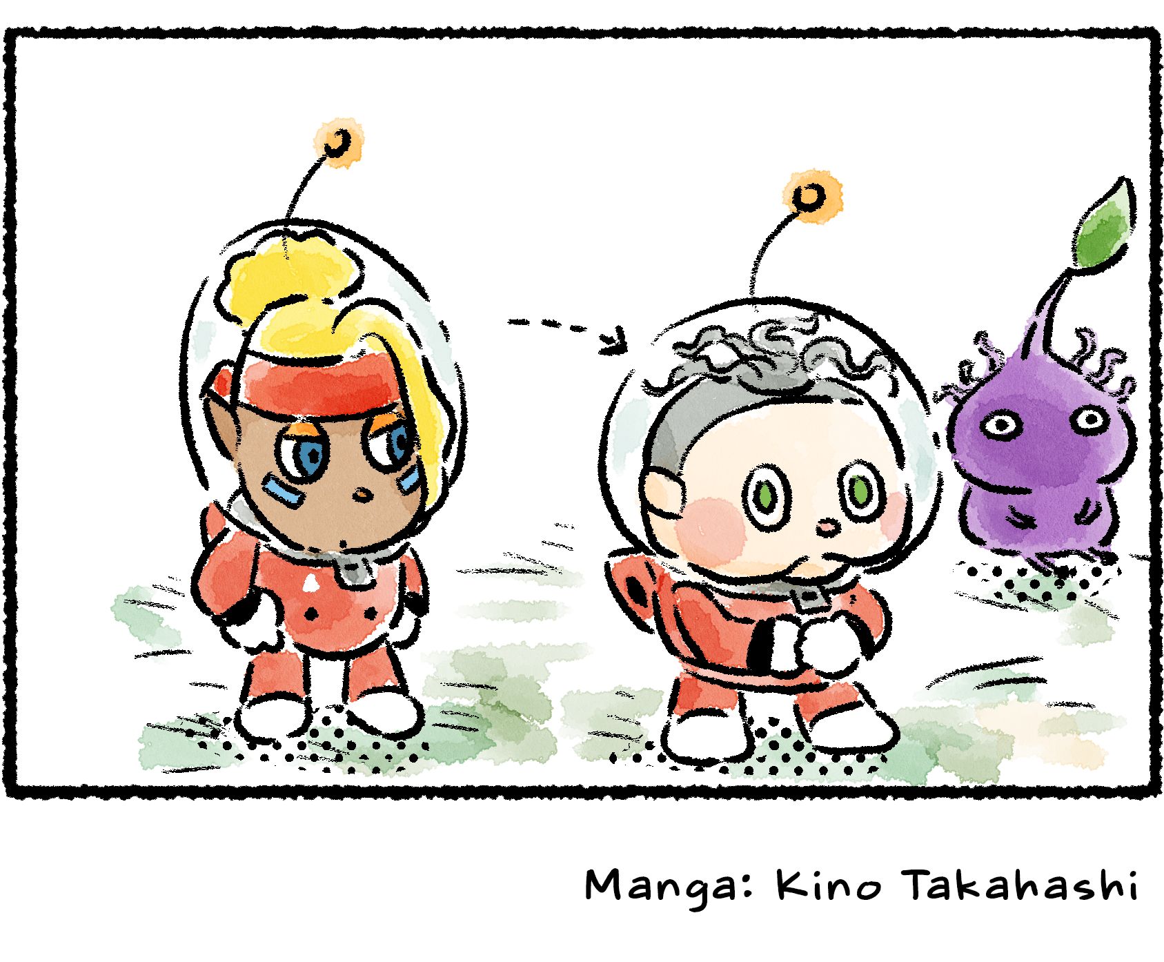 Panel four. Collin appears fully in the panel for the first time, and his hair is curled and frizzy from all the humidity. An arrow points to the hair as Shepherd looks at him, revealing how she knew it was about to rain.