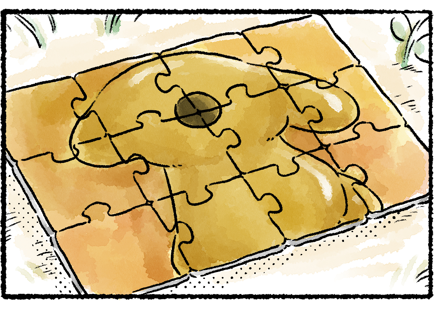 Panel three. The puzzle, now complete, shows the image of a Plasm Wraith.