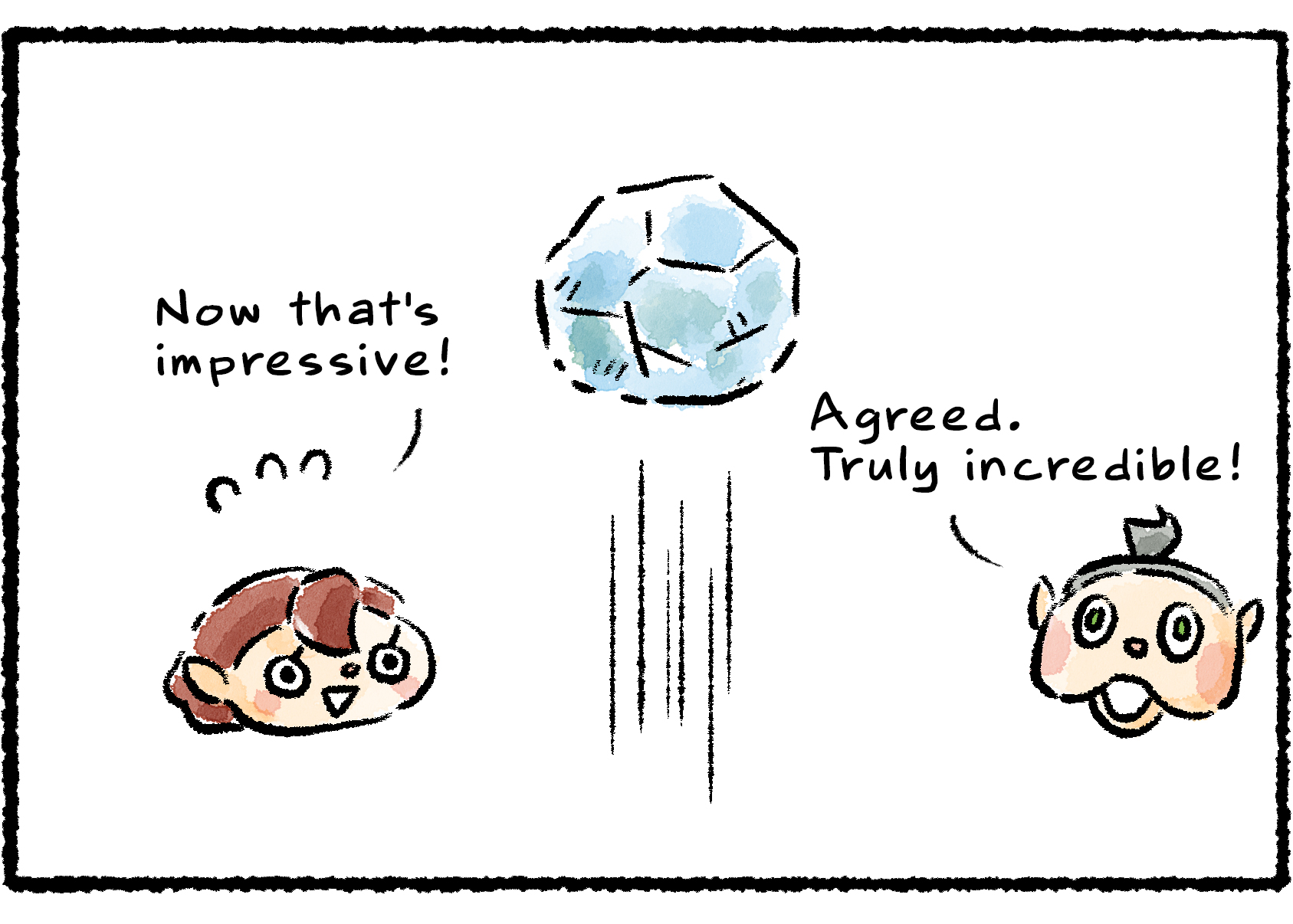 Panel three. "Now that's impressive!" the Rescue Officer says, as the crystal nodule flies. "Agreed," Collin says. "Truly incredible!"