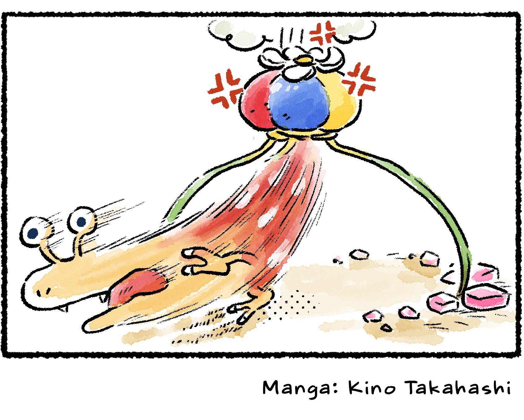 Panel four. A terrified Bulborb is sucked up into the angry-looking Onion.