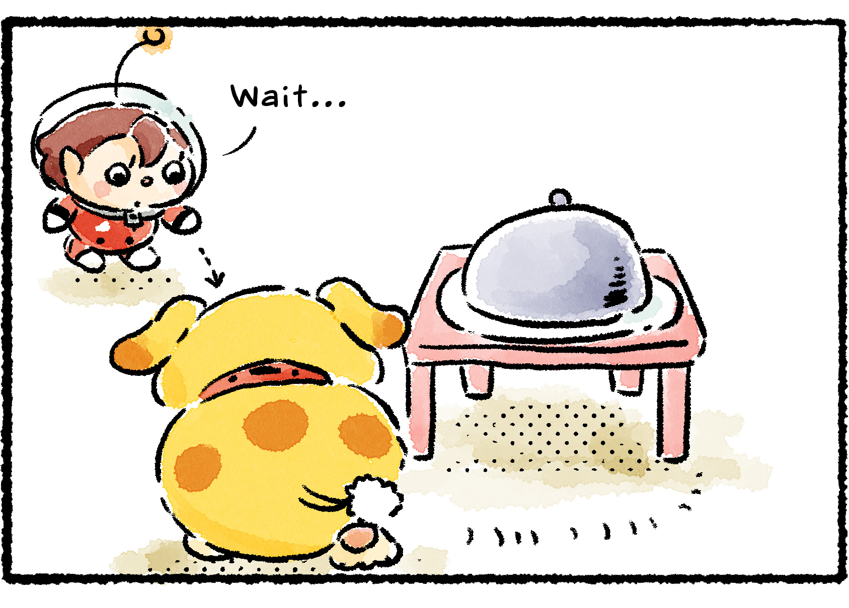 Panel three. As the Rescue Officer watches Oatchi, something seems to occur to her. "Wait…"