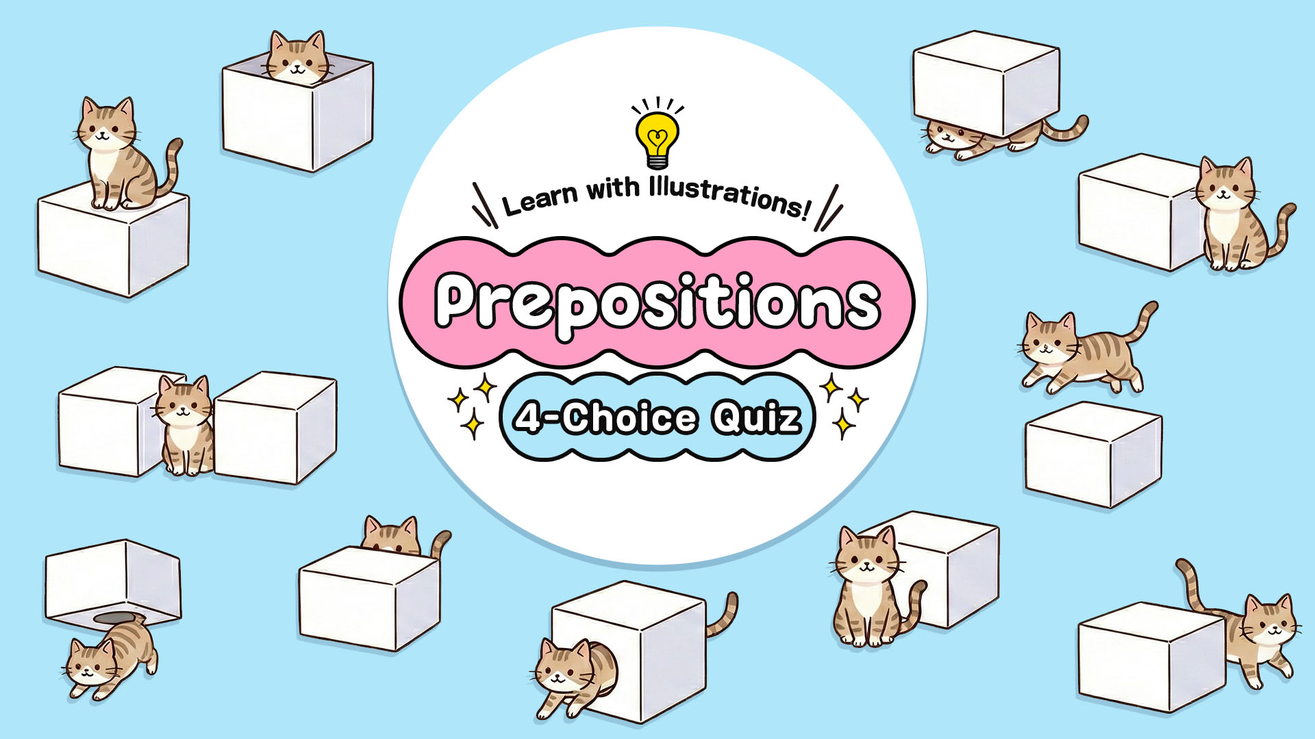 Learn with Illustrations! English Prepositions 4-Choice Quiz screenshot 1