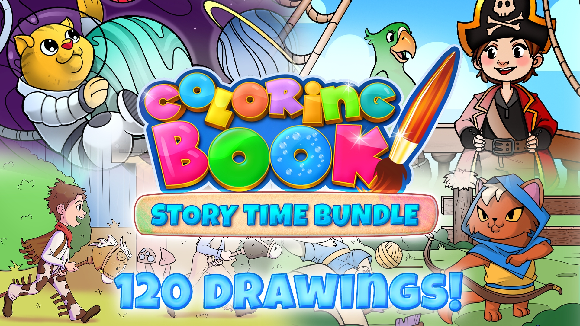 Coloring Book: Story Time Bundle - 120 drawings